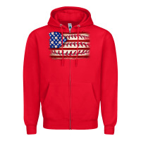 Red Baseball American flag Zipper Hoodie - Neo Western