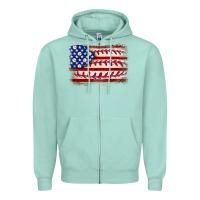 Seafoam Baseball American flag Zipper Hoodie - Neo Western