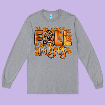 Fall Vibes Long Sleeve Tee Designed By Zillion Design Studio