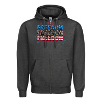 Charcoal Heather Freedom freedom freedom 4th of july Zipper Hoodie - CowGirlArtShop