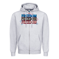 Heather Grey Freedom freedom freedom 4th of july Zipper Hoodie - CowGirlArtShop