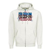 Oatmeal Heather Freedom freedom freedom 4th of july Zipper Hoodie - CowGirlArtShop