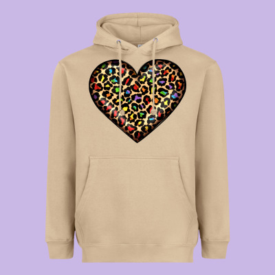 Pride Leopard Heart Heavyweight Hoodie Designed By Jahusdesignshop