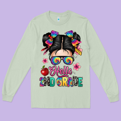 Hello Second Grade Kid Long Sleeve Tee Designed By Texasbilliewilder