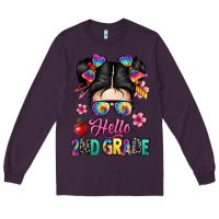 Plum hello second grade kid Long Sleeve Tee - texasbilliewilder