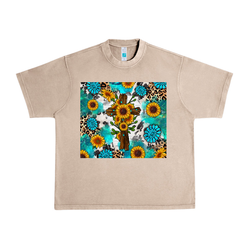 Sunflower Cross Cowhide Gemstones Urban Heavy Tee by RanaPortraitStore | Teevron