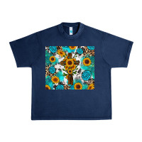 Navy sunflower cross cowhide gemstones Urban Heavy Tee - RanaPortraitStore