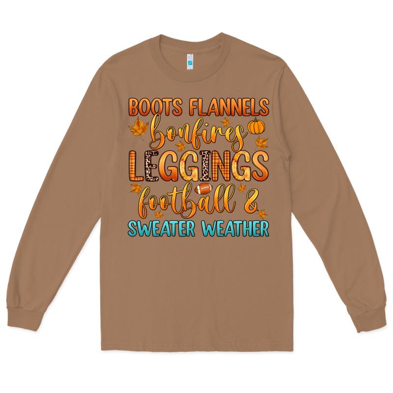Boots Flannels Bonfires Leggins Football Long Sleeve Tee by Zillion Design Studio | Teevron