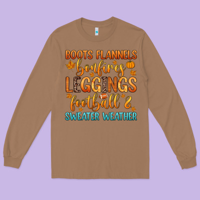 Boots Flannels Bonfires Leggins Football Long Sleeve Tee Designed By Zillion Design Studio