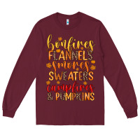 Burgundy bonfires flannels s'mores campfires and pumpkins Long Sleeve Tee - Zillion Design Studio