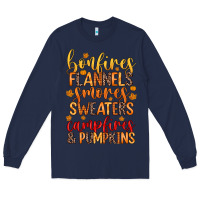 Navy bonfires flannels s'mores campfires and pumpkins Long Sleeve Tee - Zillion Design Studio