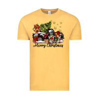 Vintage Mustard merry christmas gnomes truck Vintage Tee - BarkalooDesign