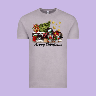 Merry Christmas Gnomes Truck Vintage Tee Designed By Barkaloodesign
