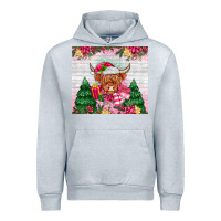 Heather Grey pink christmas cow Urban Hoodie - MaliasSmallBusiness