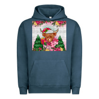 Pigment Midnight Navy pink christmas cow Urban Hoodie - MaliasSmallBusiness