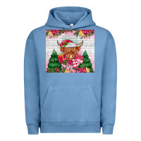 Pigment Pebble Blue pink christmas cow Urban Hoodie - MaliasSmallBusiness