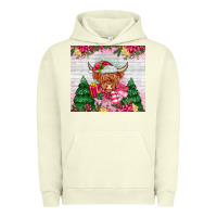 Pigment Pistachio pink christmas cow Urban Hoodie - MaliasSmallBusiness