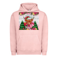 Pigment Salmon pink christmas cow Urban Hoodie - MaliasSmallBusiness
