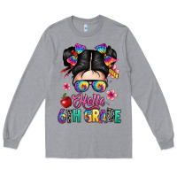 Heather Grey hello sixth grade kid Long Sleeve Tee - texasbilliewilder