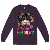 Plum hello sixth grade kid Long Sleeve Tee - texasbilliewilder