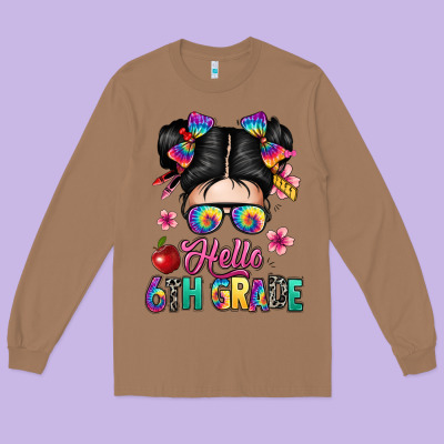Hello Sixth Grade Kid Long Sleeve Tee Designed By Texasbilliewilder