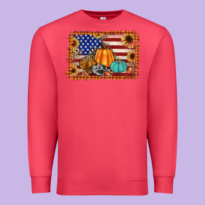 American Flag Fall Backgraund Premium Sweatshirt Designed By Jahusdesignshop