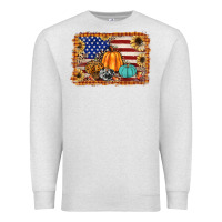 Oatmeal Heather american flag fall backgraund Premium Sweatshirt - JahusDesignShop