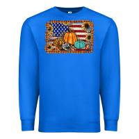 True Royal american flag fall backgraund Premium Sweatshirt - JahusDesignShop
