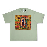 Oil Green sunflower serape lady of guadalupe Urban Heavy Tee - RanaPortraitStore