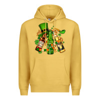 Antique Gold st patrick's beers flags and hat Premium Hoodie - AdoDesignShop