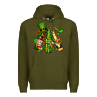 Army Green st patrick's beers flags and hat Premium Hoodie - AdoDesignShop