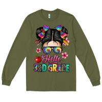 Army Green hello third grade kid Long Sleeve Tee - texasbilliewilder