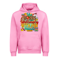 Fuchsia Pink she works willingly with her hands teacher Urban Hoodie - NancyCooperArtShop