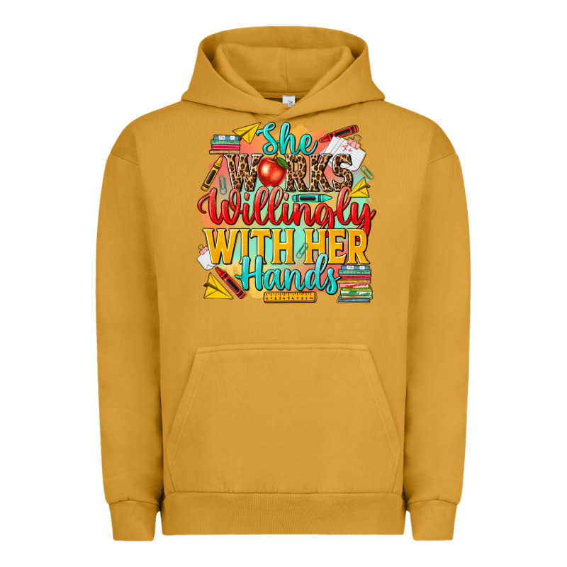 She Works Willingly With Her Hands Teacher Urban Hoodie by NancyCooperArtShop | Teevron