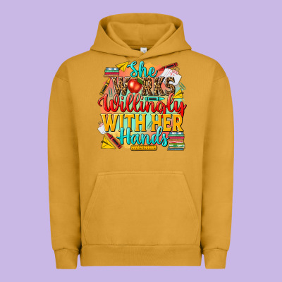 She Works Willingly With Her Hands Teacher Urban Hoodie Designed By Nancycooperartshop