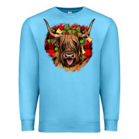 Ocean Blue highland cow  christmas Premium Sweatshirt - JahusDesignShop
