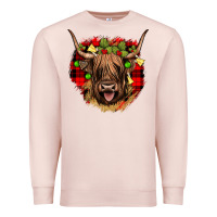 Pale Pink highland cow  christmas Premium Sweatshirt - JahusDesignShop