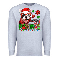 Heather Grey merry pawmas christmas french bulldog Premium Sweatshirt - Jasminsmagicworld