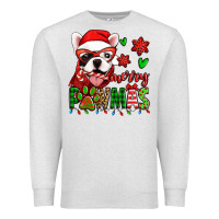 Oatmeal Heather merry pawmas christmas french bulldog Premium Sweatshirt - Jasminsmagicworld