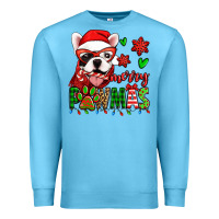 Ocean Blue merry pawmas christmas french bulldog Premium Sweatshirt - Jasminsmagicworld