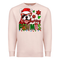 Pale Pink merry pawmas christmas french bulldog Premium Sweatshirt - Jasminsmagicworld