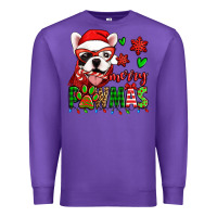 Purple merry pawmas christmas french bulldog Premium Sweatshirt - Jasminsmagicworld