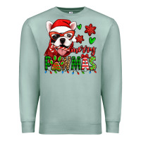 Seafoam merry pawmas christmas french bulldog Premium Sweatshirt - Jasminsmagicworld