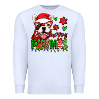 White merry pawmas christmas french bulldog Premium Sweatshirt - Jasminsmagicworld