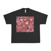 Pigment Black valentines day hearts with leopard and cowhide Urban Heavy Tee - RanaPortraitStore