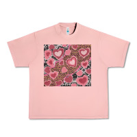 Salmon valentines day hearts with leopard and cowhide Urban Heavy Tee - RanaPortraitStore