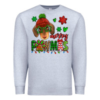 Heather Grey merry pawmas christmas dachshund Premium Sweatshirt - Jasminsmagicworld