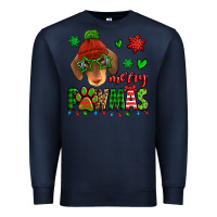 Navy merry pawmas christmas dachshund Premium Sweatshirt - Jasminsmagicworld