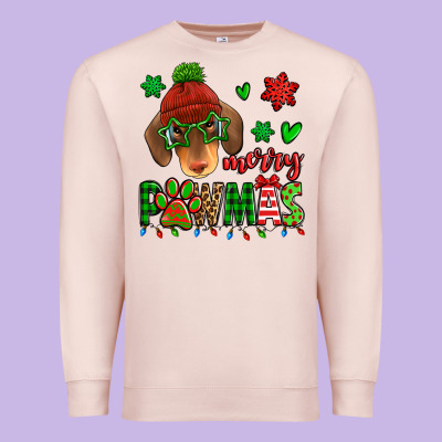 Merry Pawmas Christmas Dachshund Premium Sweatshirt Designed By Jasminsmagicworld