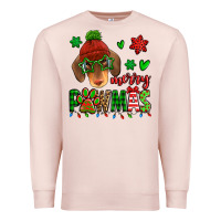 Pale Pink merry pawmas christmas dachshund Premium Sweatshirt - Jasminsmagicworld